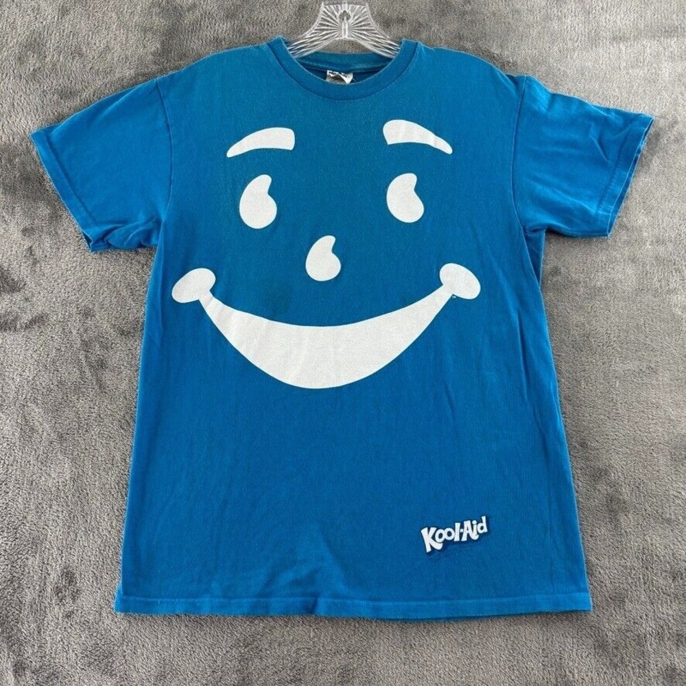 Vintage Kool-Aid Man Face T-Shirt‎ M Berry Blue Short Sleeve Delta Pro Weight
